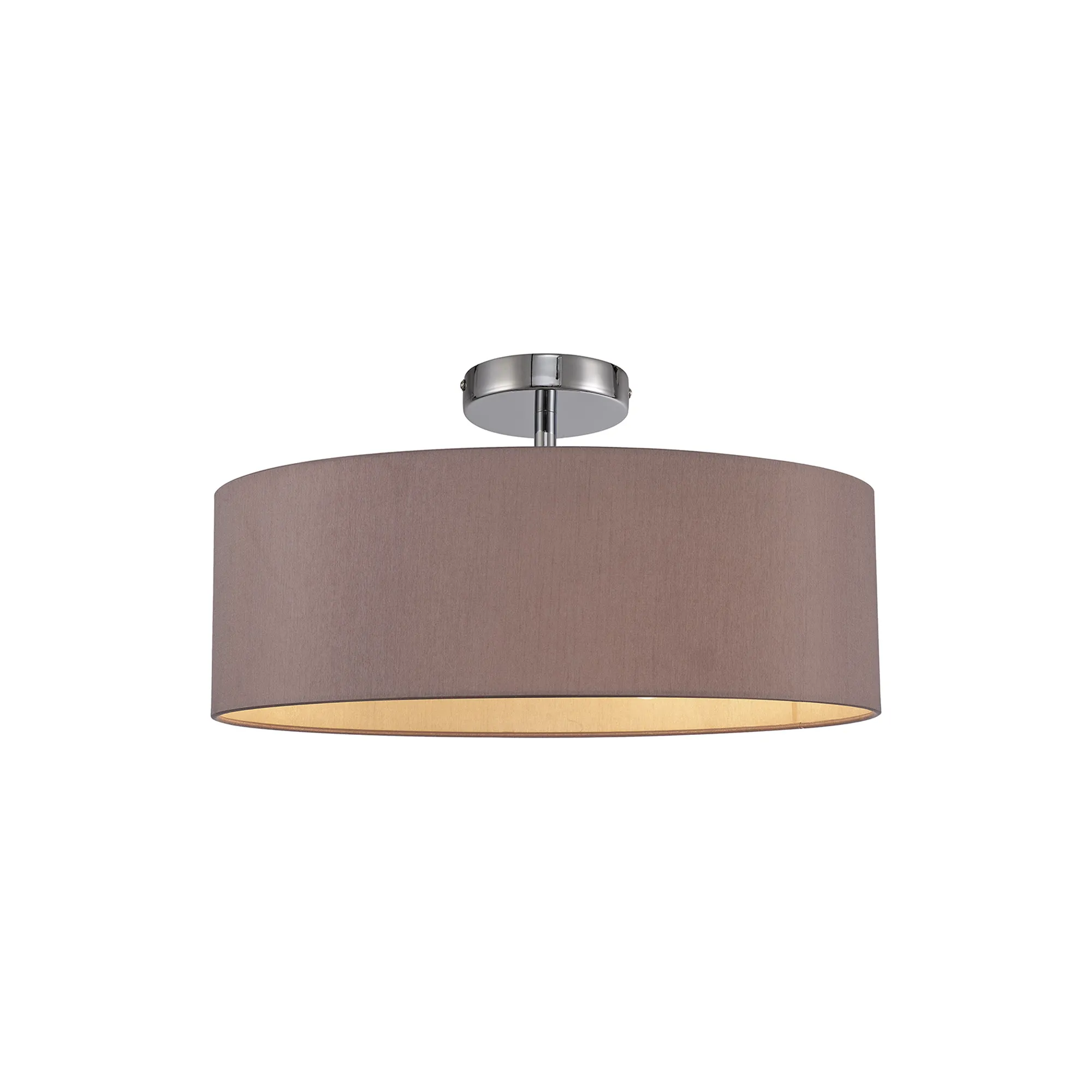 Baymont 45cm, Semi Flush 3 Light Polished Chrome, Taupe/Halo Gold